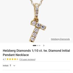 10k Gold & Diamond Necklace  "T"