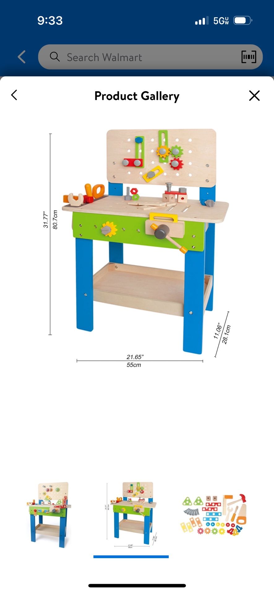 Hape Master Kid's Wooden Workbench, 35 Pieces