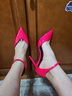 SAINT LAURENT Anja D'orsay Glossy Heel Pumps Size 37.5 /US 7.5.