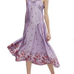 Free People On My Own Satin Floral Slip Dress – NWT – Lavender 