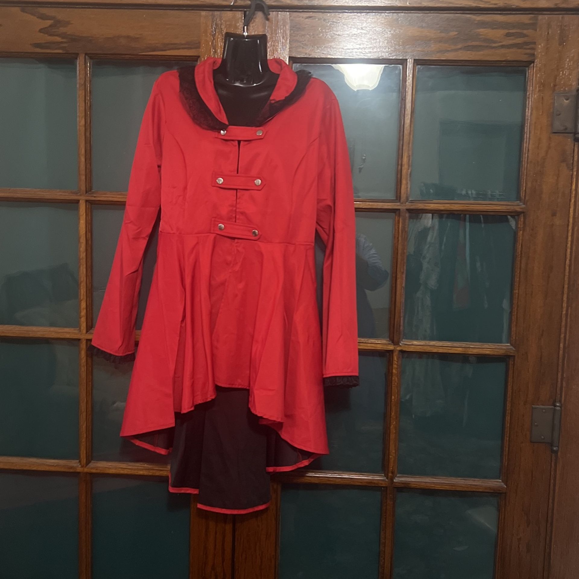  High Low Corset Back  Red Coat