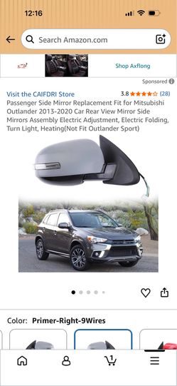 Passenger side mirror for 2013-2020 Mitsubishi outlander