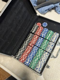 Old Poker Chips With Aluminum Case