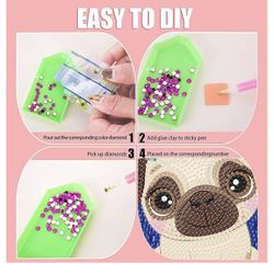 Diamond Painting for Kids, 5D Animal Diamond Art Mini Small Kit(with Wooden Frame), DIY Cute Dog Big Gem Painting Set, Paint by Diamonds Crafts for Gi
