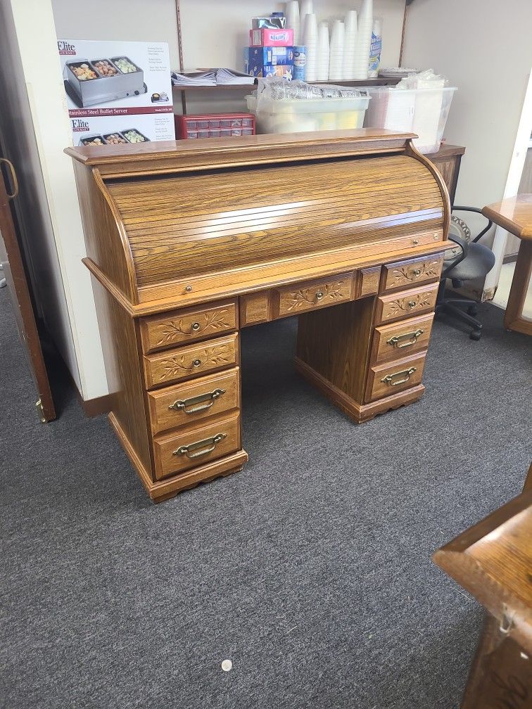 Secretary Desk Rolling Cabinet Vintage Antique