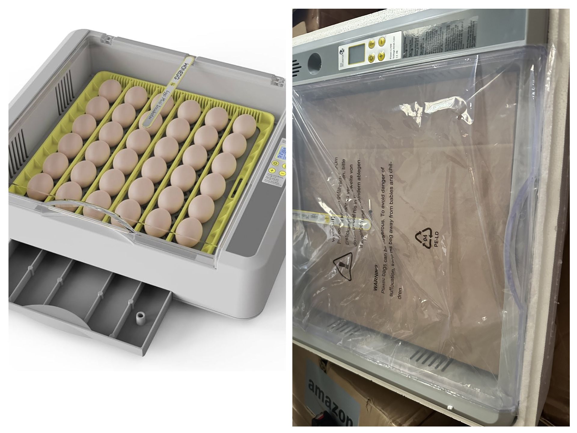 Open Box New Egg Incubator for Hatching Chicks, 36 Eggs Automatic Turner with Temperature & Humidity Control, Multifunctional Ultra-Clear Panoramic Vi