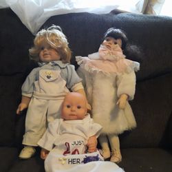 3 Porcelain Dolls