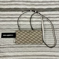 Karl Lagerfeld Paris SLG Crossbody Beige Taupe Handbag