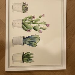 Cute Cactus Print With Frame