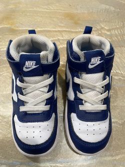 Nike Kids' Court Borough Mid Blue and White Sneakers Toddler Size US 8C Preowned