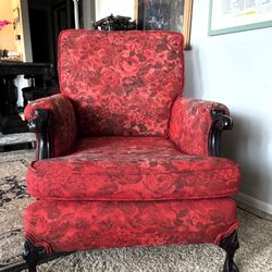 Gothic Style Red Antique Wingback Armchair