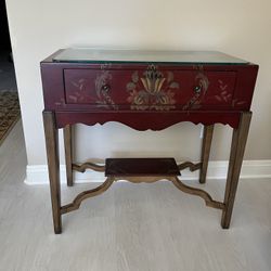 Antique Table With Design And Drawer 