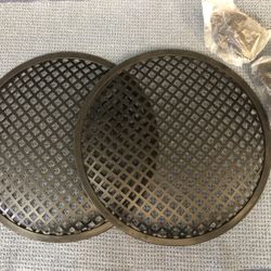 New Pair Of 10” Inch Metal Subwoofer Speaker Grilles W/Clips & Screws. 