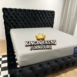 New King Bed Frame With Mattress 