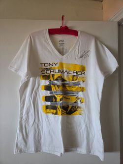 Tony Schumacher Ladies XXL, V neck shirt Antron Brown Signed