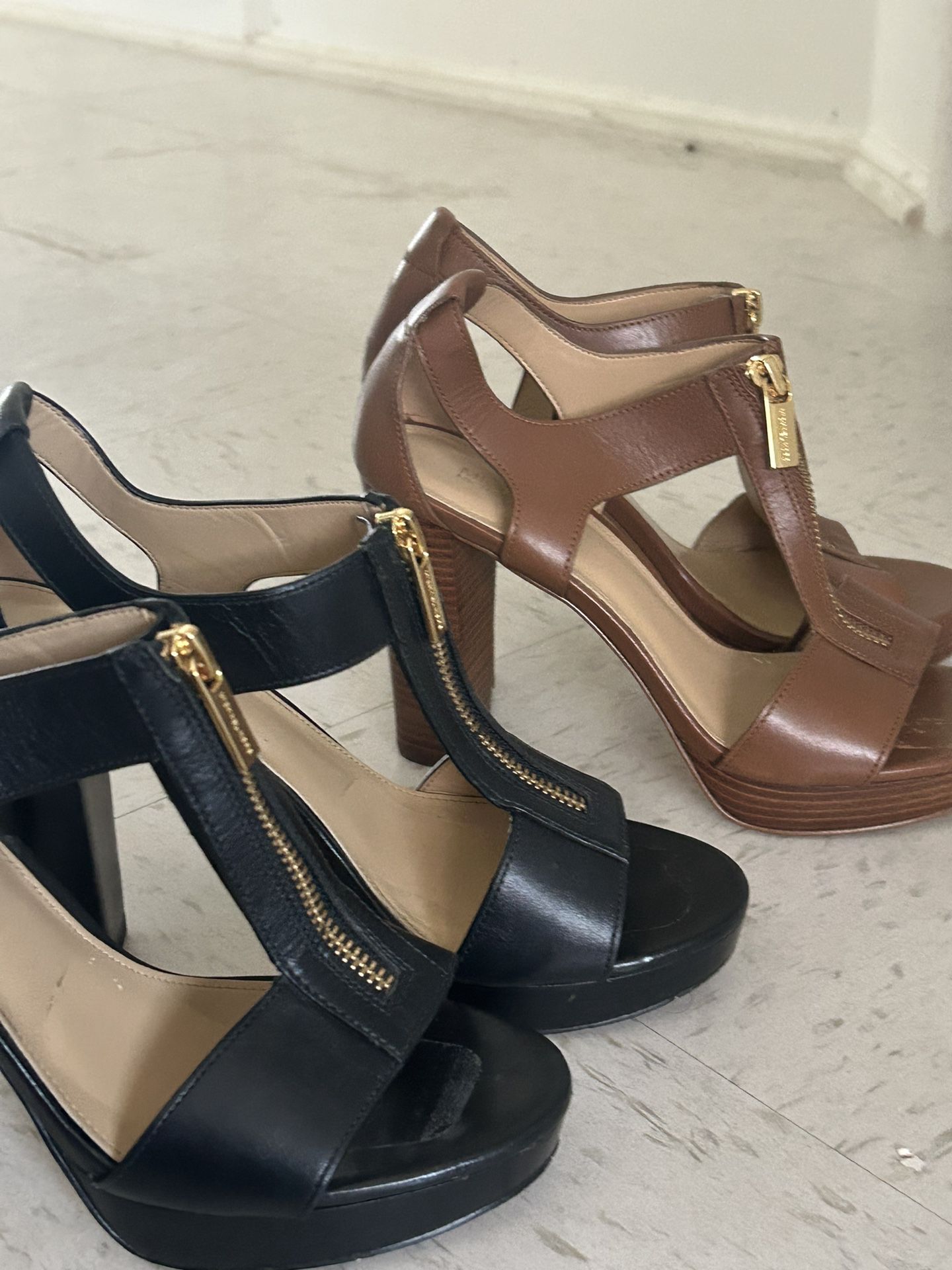 2 pairs of Michael Kors, size 6, black and light brown 