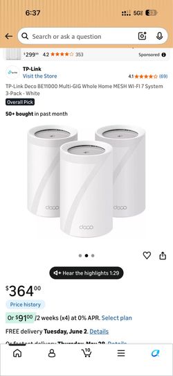 NEW: TP-Link Deco BE11000 Wi-Fi 7 Mesh System (3-Pack) - Sealed
