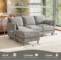 (NEW) Chenille L-Shaped Sectional Sofa