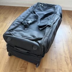 Tall Duffle Roller Luggage Suitcase - Black. Fully Functional. 13 3/4”W x 15”D x 32”H.