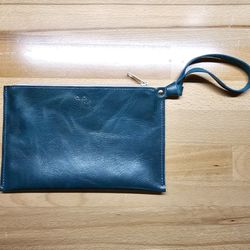 Turquoise Leather Clutch Purse