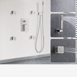 Rain Shower System with Body Jets, 12" Ceiling Rain Shower, All Metal Multiple Shower Head System YLF- 4L&14L $80