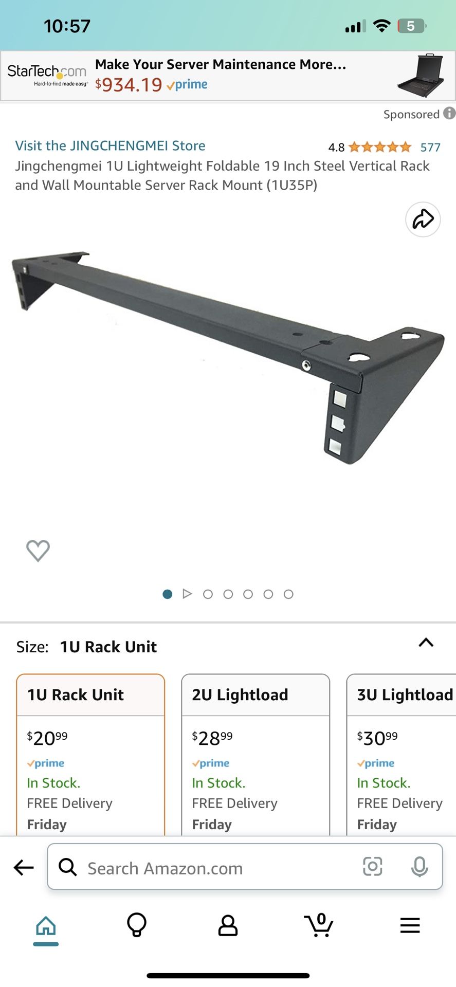 thumbnail image 2 of Jingchengmei 2-Pack 1U Steel Vertical Server Racks - Foldable Wall Mount For Network Equipment 2 of 13