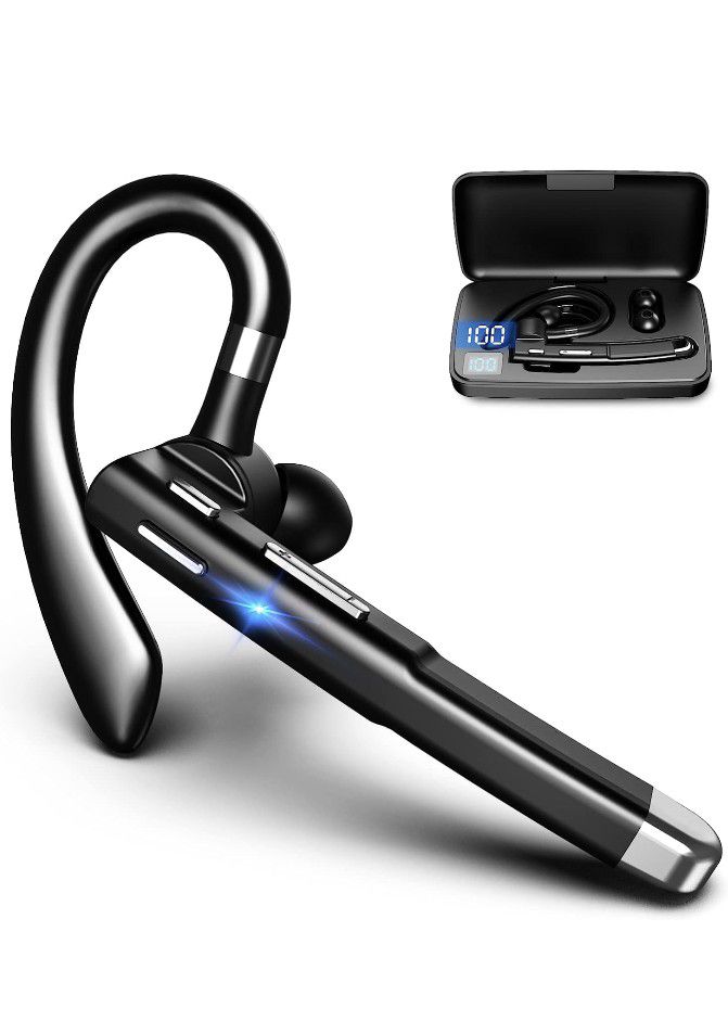Bluetooth Headset for Cell Phones 500Hrs Standby Time with LED Charging Case 270 Degrees Rotatable Mic Hands Free Bluetooth 5.1 Version