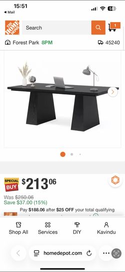 Large Black Computer Desk / Work Desk – Like New