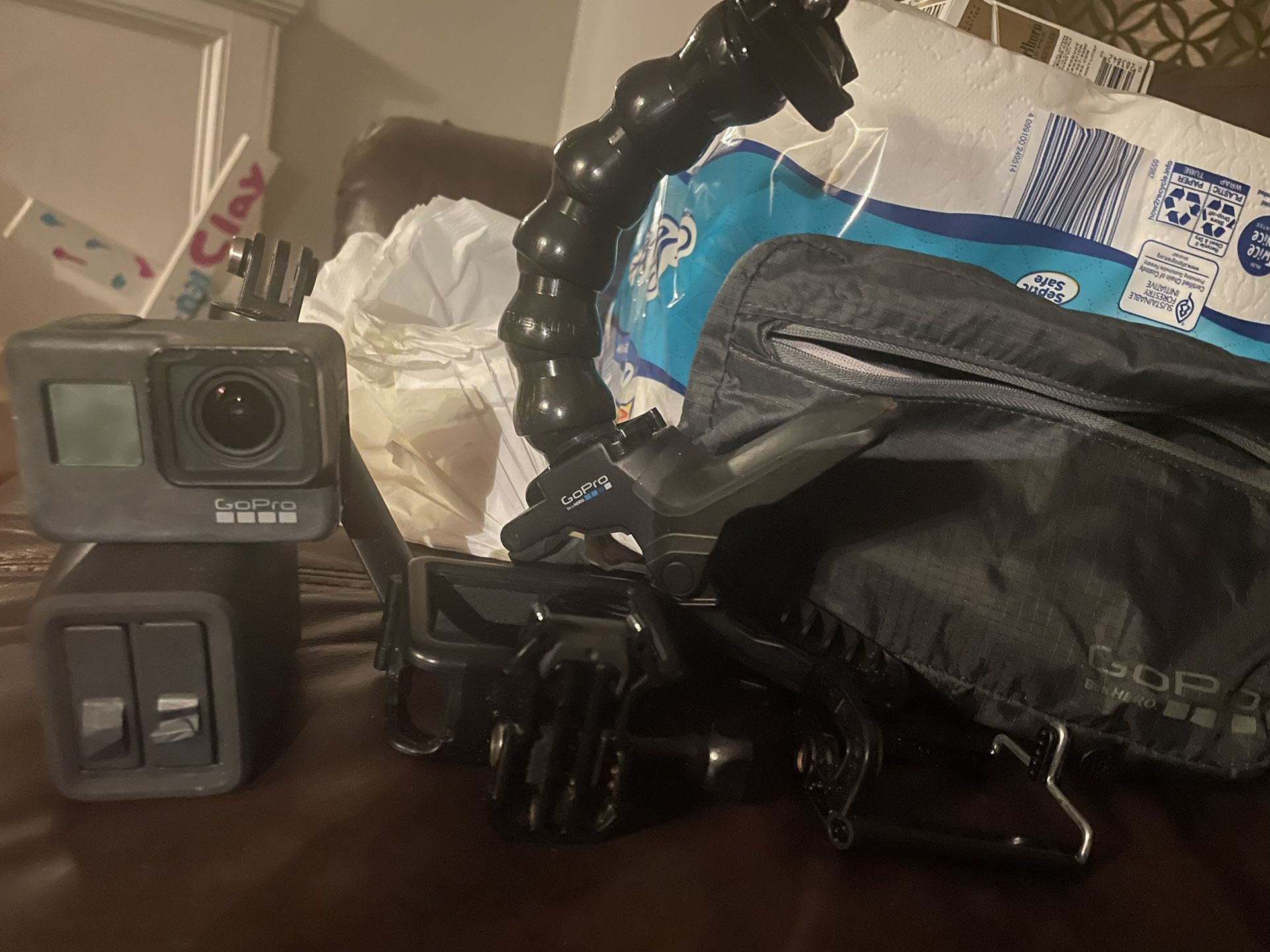 Go Pro Black 7 With Attachments And Batteries