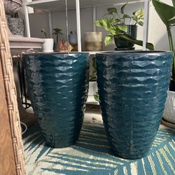 Large Ceramic Teal Pot For Plants