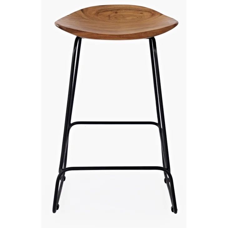 2 Natural Wood Backless Counter Height Barstools