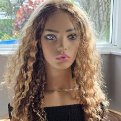 100% water deep curly natural lace wig
