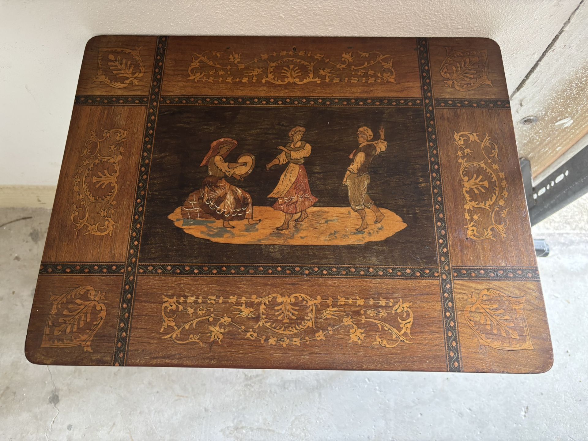 Vintage Italian Wood Jewelry Box Table