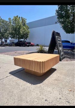 New 31.5"x31.5" Square Wooden Fluted Coffee Table