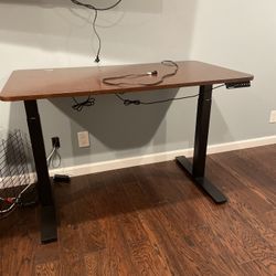 Brown Sit And Stand Desk Electric