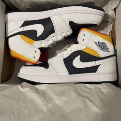 Air Jordan 1 Mid White/Blue -Yellow