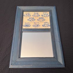 Vintage style wall mirror with teacup and saucer picture approx. 13” x 19” Shabby Chic