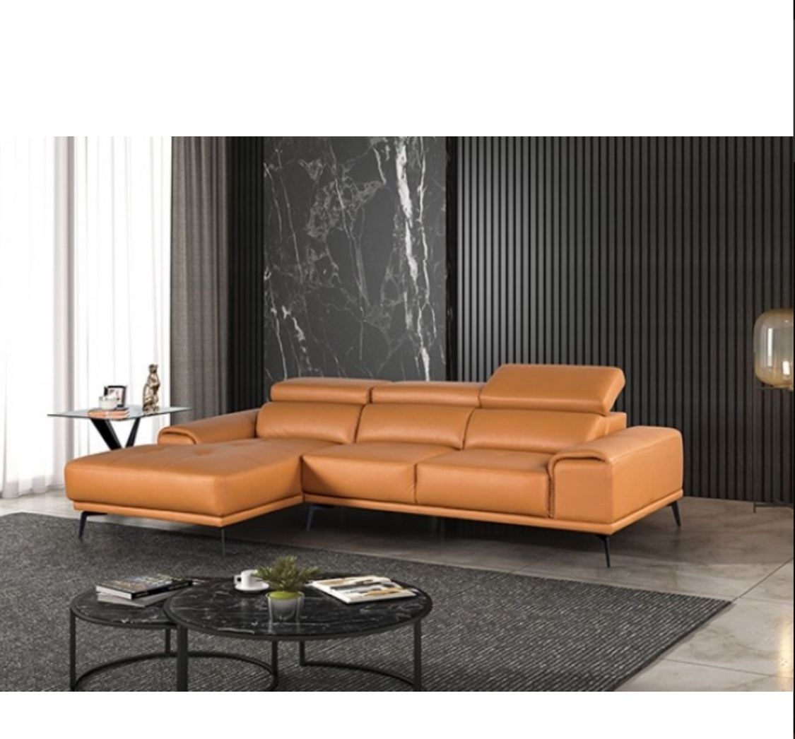 New Tangerine Leather Sectional Couch! Includes Free Delivery 🚚! Free Assembly!