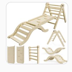 New  Pikler Triangle Set Climber 5 in 1, Toddler Climbing Toys Indoor Folding