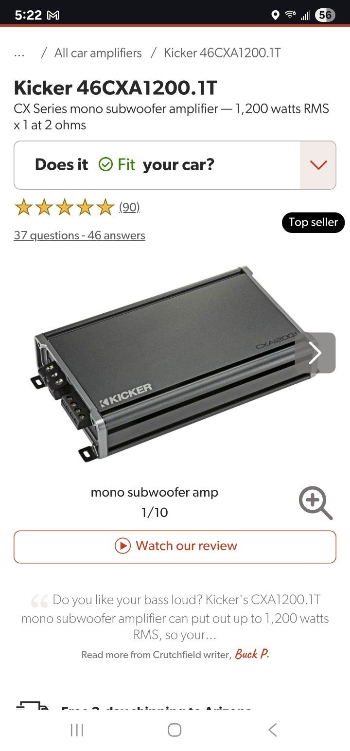 Kicker CX Series Mono Subwoofer Amplifier