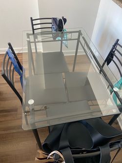 Glass Dining Table with Four Chairs