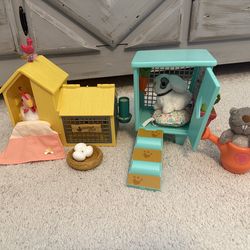 American Girl WellieWishers Carrot & Hutch playset and the Chicken and Coop playset.