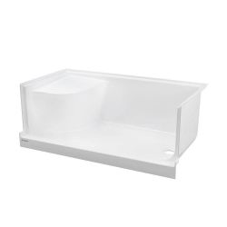 White Acrylic Shower Base with Seat