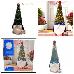 USA 4th of July American Patriotic Lit Topiary Gnome 40" $20