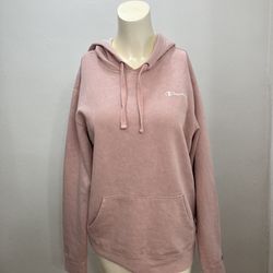 Champion Size Small Pink Acid Wash Hoodie White Logo Women's Pullover Sweater