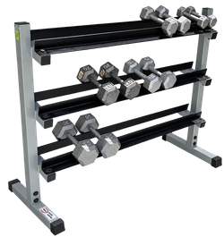 3-Tier Dumbbell Rack with Hex Dumbbells