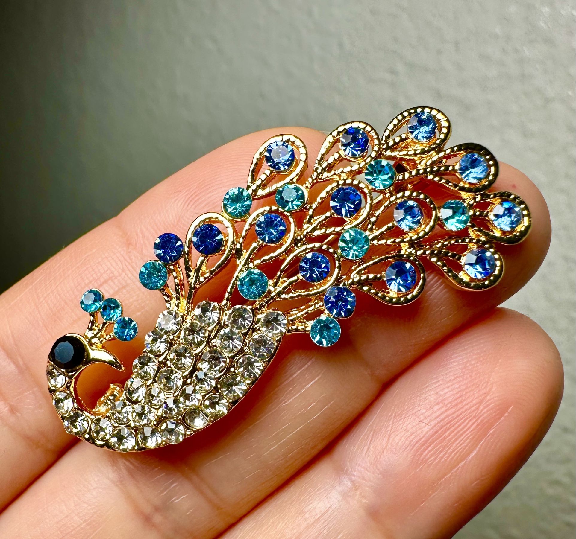 Blue Peacock Brooch 