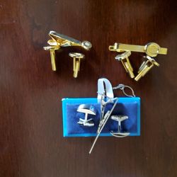 Three Sets Of Tie Pin And Cufflinks 