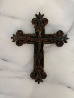 Handpainted Cross Ornate and Rustic Finish