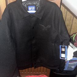 Black On Black Eagles Jacket Large